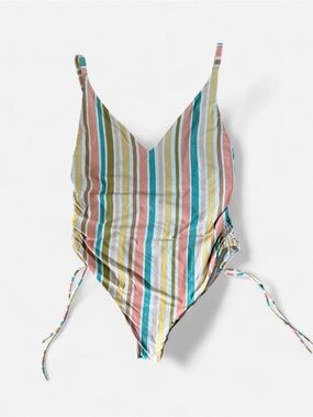 Roxy Striped Multicolor V-Neck One-Piece Swimsuit